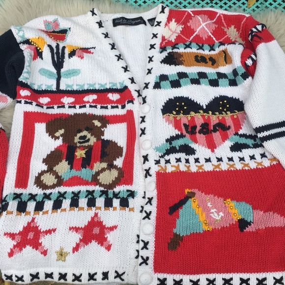 Vintage USA patriotic sweater cardigan - Picture 3 of 6